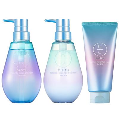 Hiritu Balance Repair Shampoo, Hair Treatment, and Hair Mask Aurora 3-Piece Set: PPT-based and Amino Acid-based Cleansing Ingredients, Shine Care, Fly