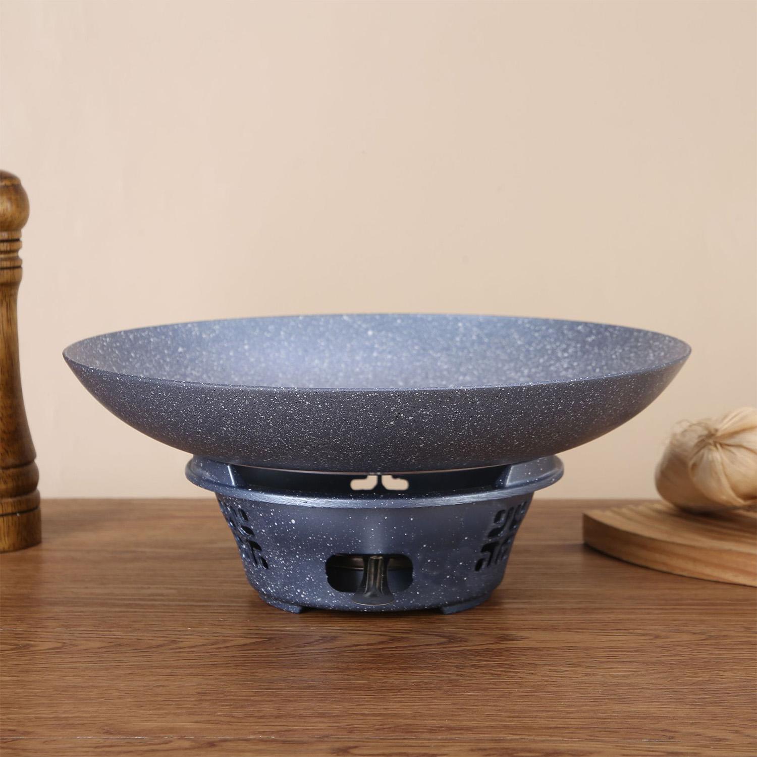 

Портативный антипригарный хот-пот со спиртовой горелкой, 2-в-1, сухой котелок для приготовления аутентичной азиатской кухни, для домашнего или ресторанного использования L синий