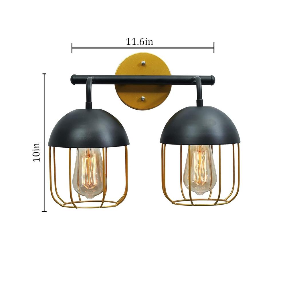 Cage Wall Sconce, Modern Bathroom Wall Light Fixtures 2 Light Bathroom Vanity Light, Fixture for Bathrooms Lights Over Mirror