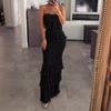 Fashion Summer Womens Dresses Tube Top Pleated Ruffled Dress for Women