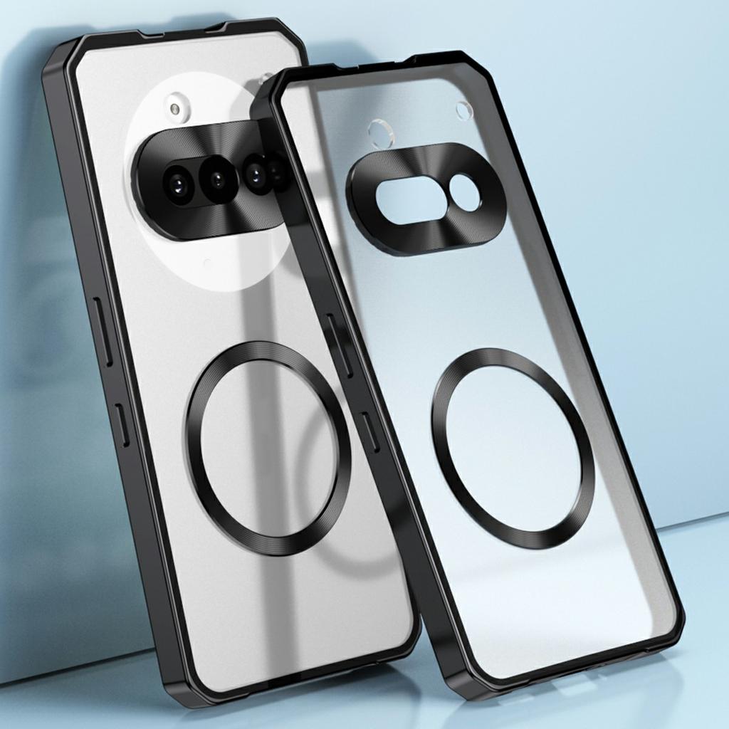 For Nothing Phone (3a) Case Compatible with MagSafe Hard PC Metal Frame Frosted Phone Back Cover