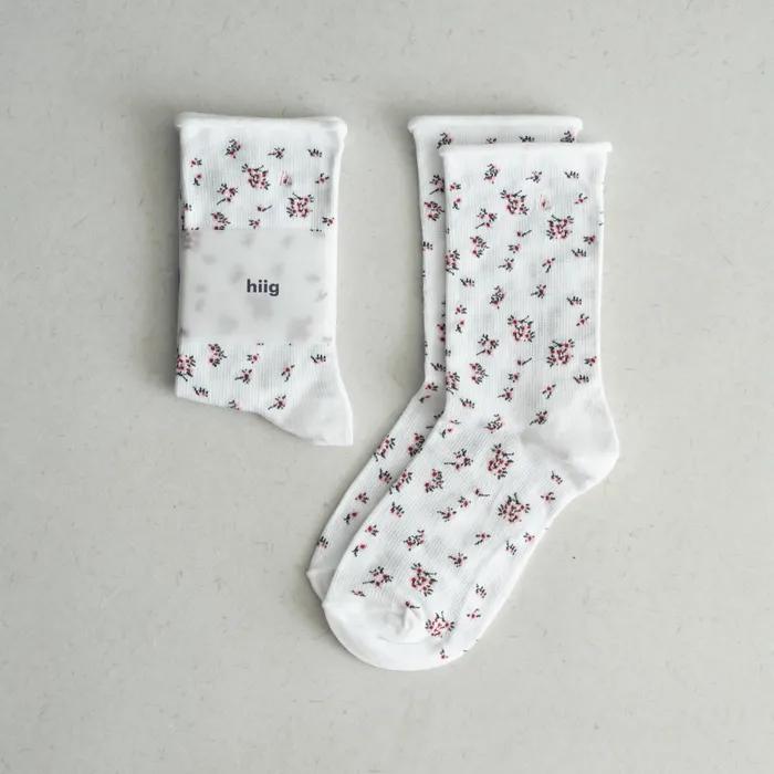 [hiig] no.490 white floral socks