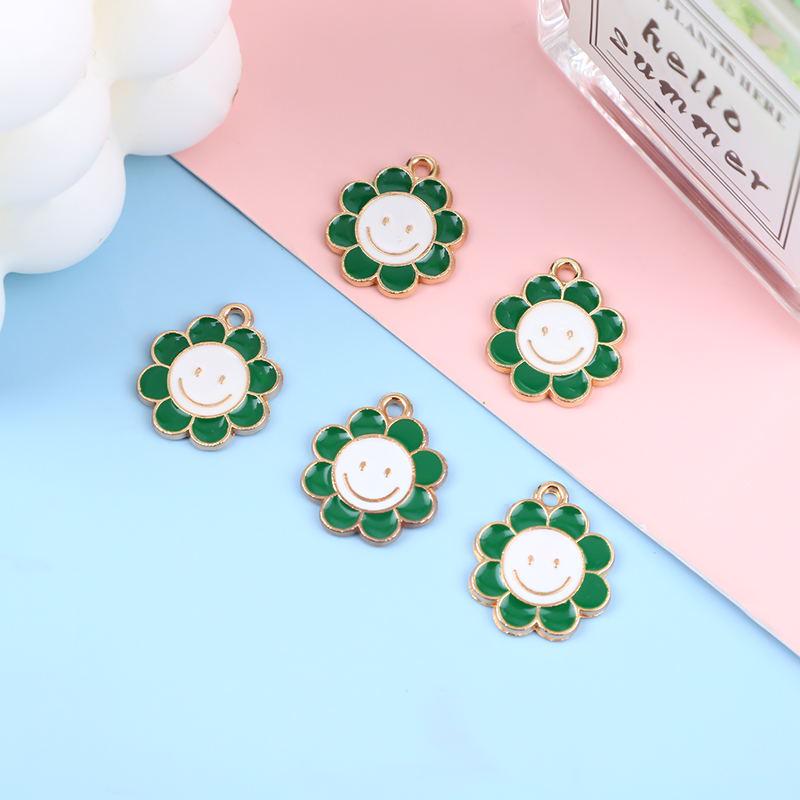 Colorful Smiley Sunflower Alloy Drip Oil DIY Jewelry Pendant Charms