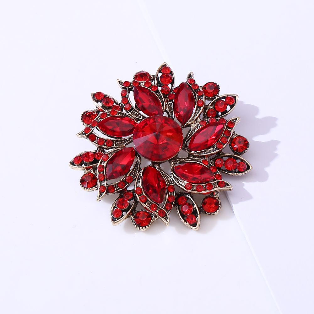 DIEZI 6 Farben Luxus Vintage Blume Kristall Strass Broschen Damen Mädchen Party Hochzeit Mode Brosche Zubehör Schmuck