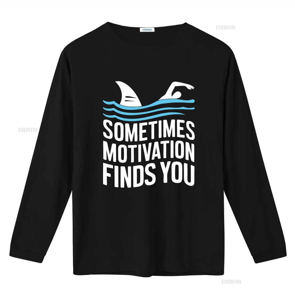 Funny Swimming Shark Motivational Slogan Print Casual T Shirt vintage Washed Top For Everyday Wear Slightly fashion Stretched