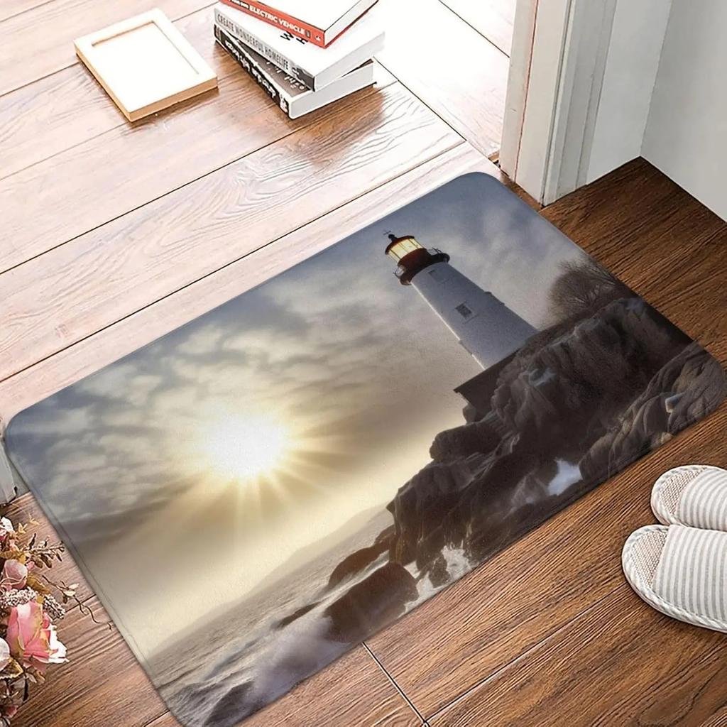 Lighthouse Painting Doormat Front Door Mat Non-Slip Welcome Mats Washable Floor Mat Indoor Outdoor Entrance Mat Floor Mat
