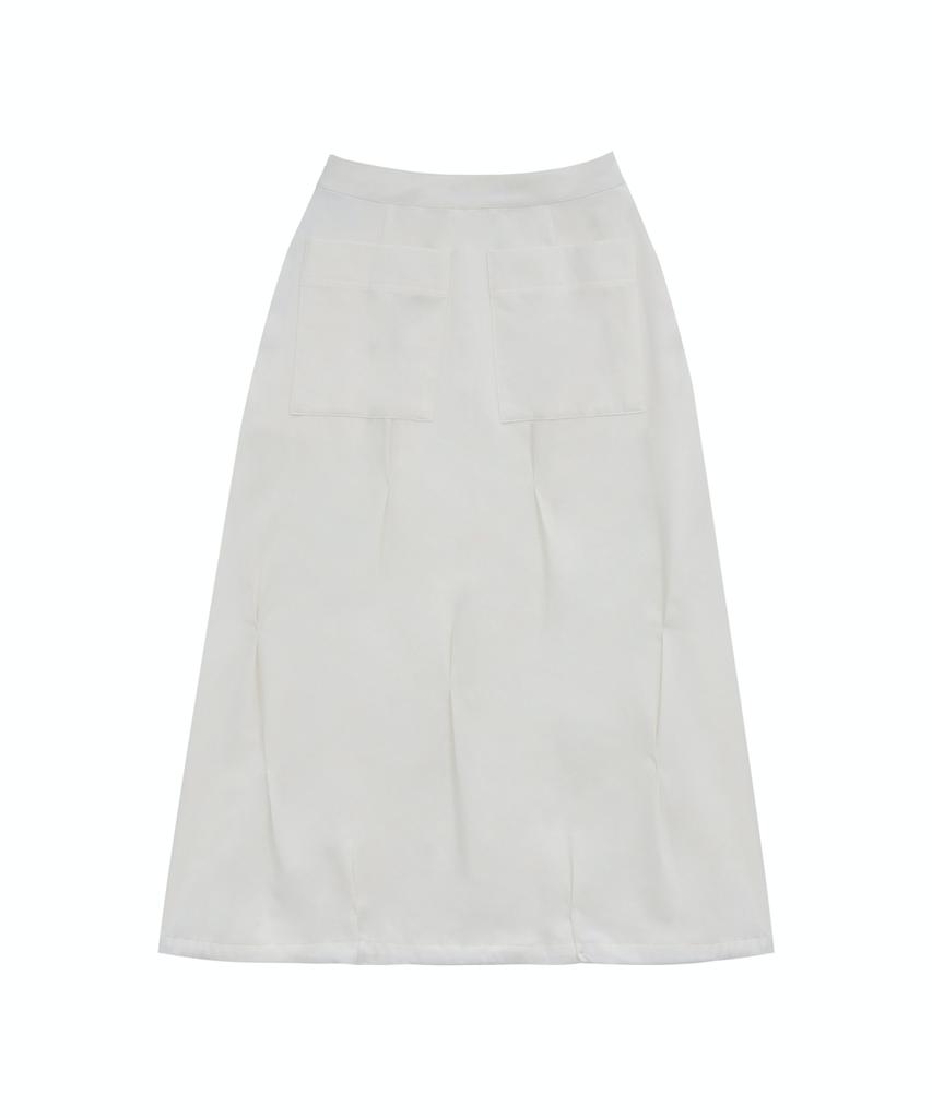 Teulimingbeodeu Bar-Tack Pleated 2-Way Fit Skirt [ White ]