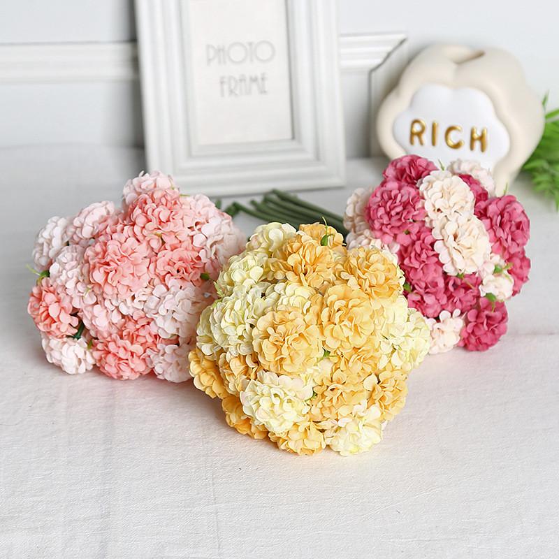 27Heads 30cm Artificial Hydrangea Bouquets Fake Flowers Bridal Bridesmaid Holding Flowers Photograph Props Wedding Party Garden Home Decoration