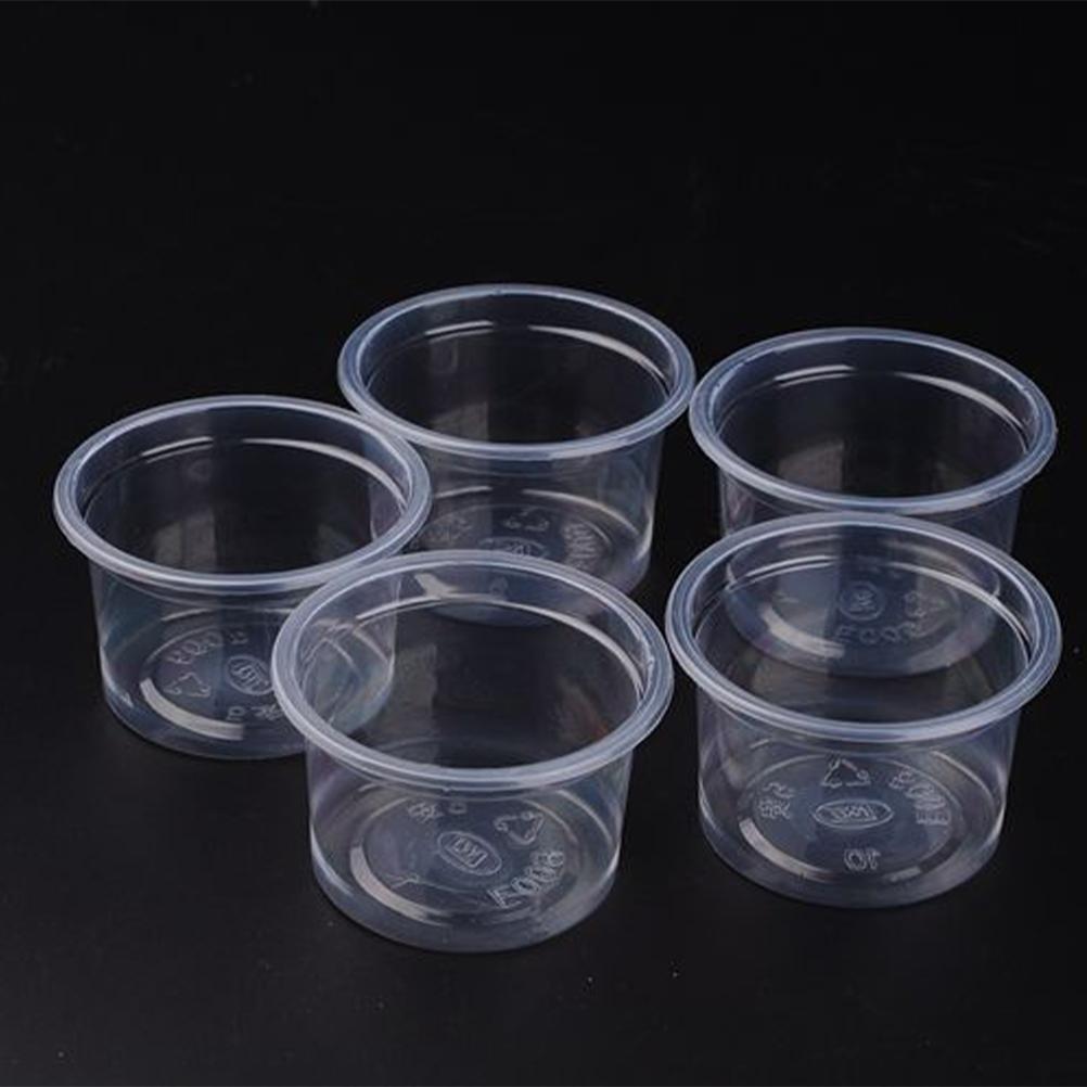 100PCS 140ml Disposable Plastic Container Clear Portion Cups Bowls with Lids for Mousses Sauce Jelly Yogurt