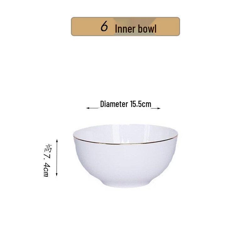 Abay Gold Rim Bone China Dinner Bowl