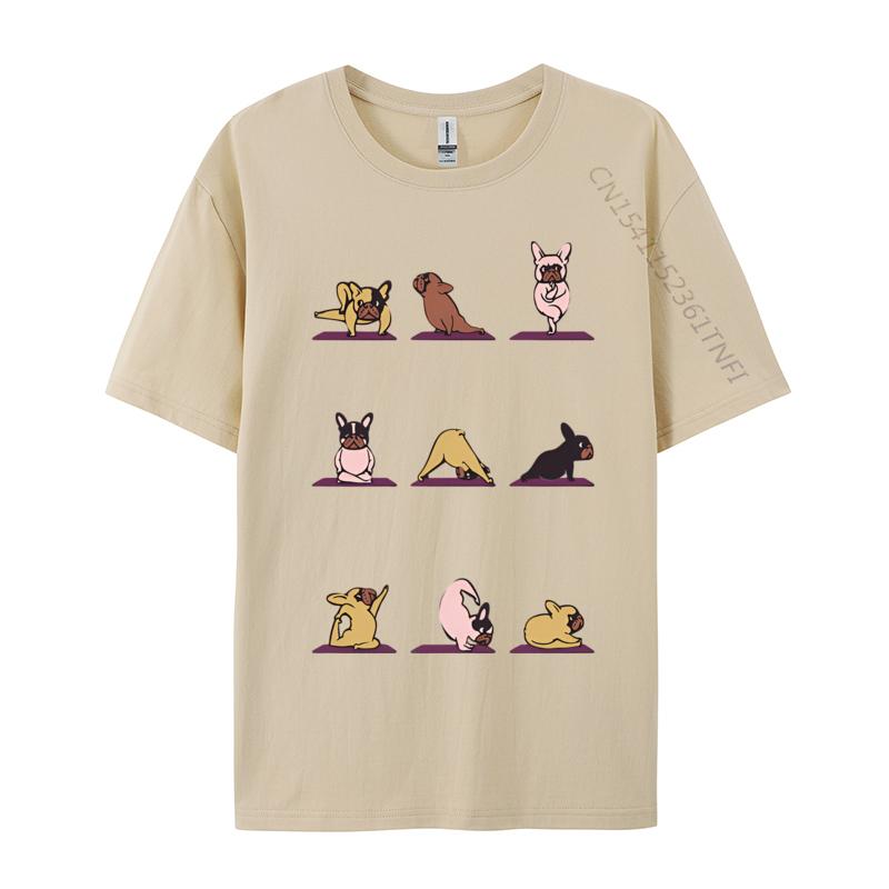 Frenchie Yoga Tshirt Vintage Hip Hop Tops Shirts for Boys Cotton Top Tshirts On Sale Black Shirt Men Graphic Tees