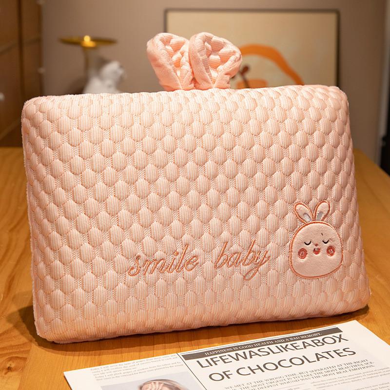 Office Nap Pillow For Adults With Pp Cotton Fill Pink Bunny Shape Sleep Aid