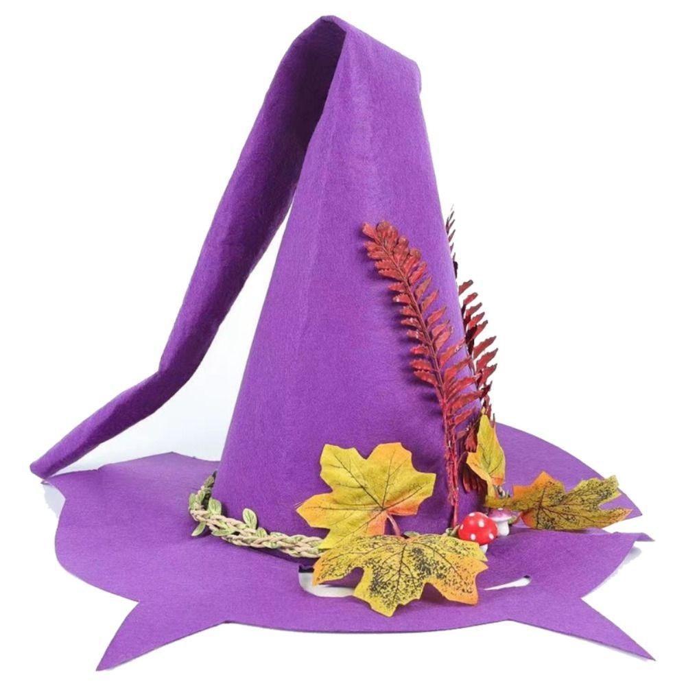 Adjustable Halloween Party Fashion Wide Brim Cosplay Props Felt Witch Hats Witch Peaked Hat Magic Wizard Hat