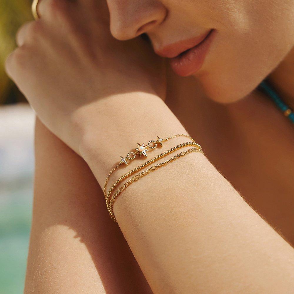 [Worn by Jang Na-ra and Solar] Gold Bead 925 Silver Bracelet B063-03G