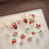 10 Pcs Cherry Nail Rhinestone 3D Cherry Charm Red Fruit Diamond Crystal Jewelry Y2K Alloy Nail Gems For Women Manicure