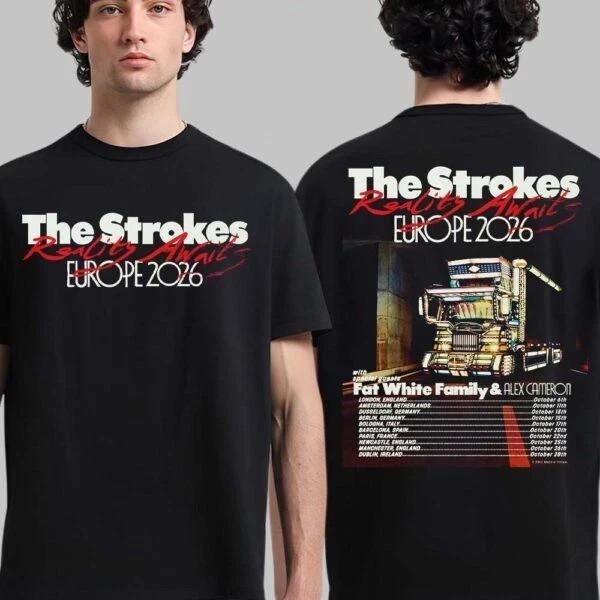 The Strokes Reality Awaits Europe 2026 Tour Schedule Dates 2 Sided T-Shirt L349 M