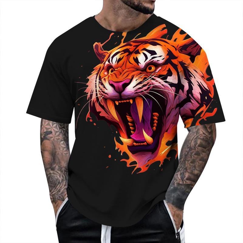 Summer Trend Short Sleeved 3D Digital Printed Animal Loose T-shirt Top