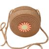 Children Shoulder Bag Straw Woven Flower Decor Pastoral Style Crossbody Bag Zipper