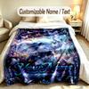 Elephant Theme Soft Blanket Personalized Custom Name Text Print Warm Blanket Home Sofa Bedroom Decor