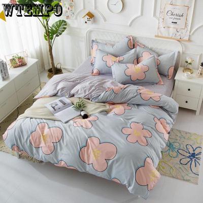 Simple Cotton Bedding Set of 3/4pcs/set Skin-friendly Double Bed Quilt Sets