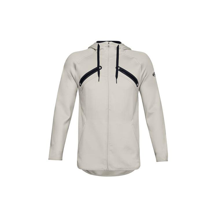 Under Armour Curry Stealth Basketball Sports Hooded Jacket White Men s 1356996-110 M