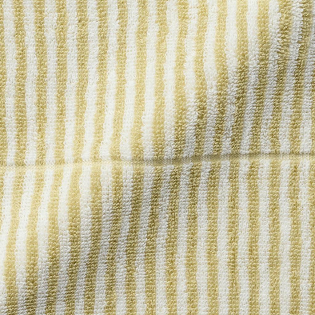 MUJI Fluffy Pile Bath Towels (Patterned), Set of 4, 60 X 120 Cm, Yellow Stripe/Soft, 84835124