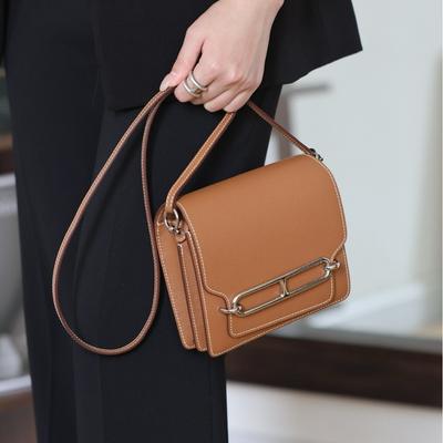Wachsfaden Verbesserte Version Kopfschicht Rindsleder Schweinenase Einzelne Schulter Umhänge Kleine Box Tasche+Evercolor Leder Damentasche Achseltasche
