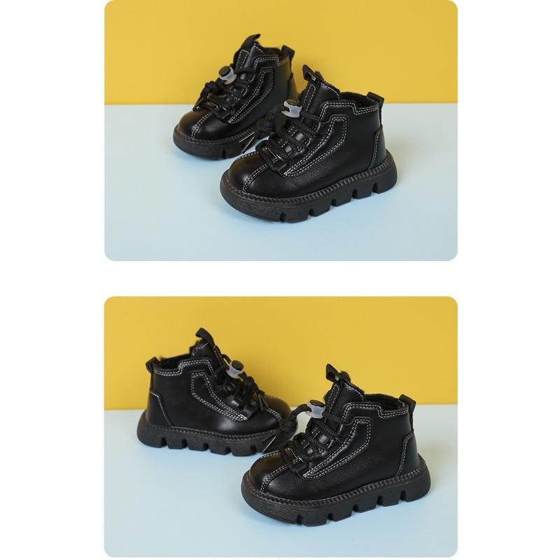Children's Winter Warm Snow Boots Fashion Non-slip Waterproof Children's Cotton Boots Leather Top Waterproof and Thick Cotton Shoes for Students