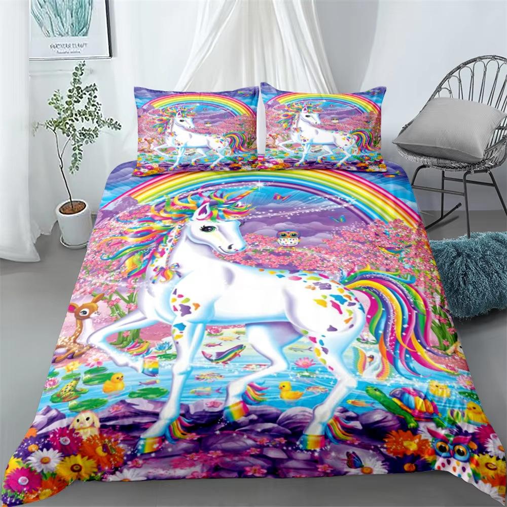 Unicorn Down Comforter Set Bedding Set 3-piece Duvet Cover Set