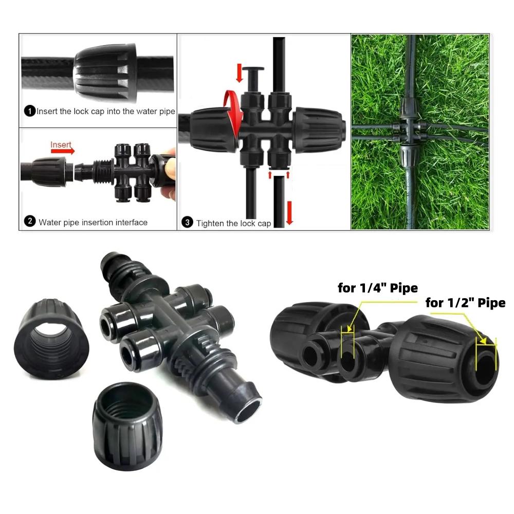 1/2" To 1/4" Drip Irrigation Quick Plug Connectors 3-way 4-way 6-way Garden Agriculture Micro-Irrigation Water Hose Lock Joint