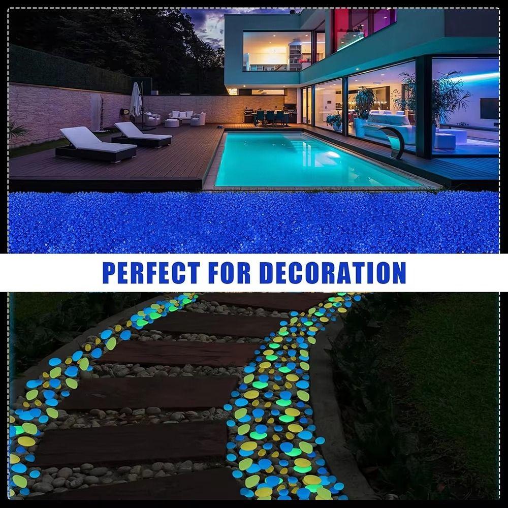 600Pcs Resin Glow in The Dark Pebble Colorful Aquarium Decoration Stone Landscape Decoration
