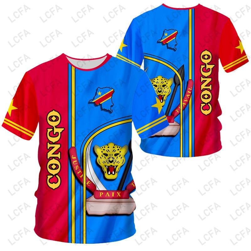 Democratische Republiek Congo Vlag Embleem T-shirt Mannen Vrouwen T-shirts Jersey Voetbal Voetbal Fans Cadeau Oversized