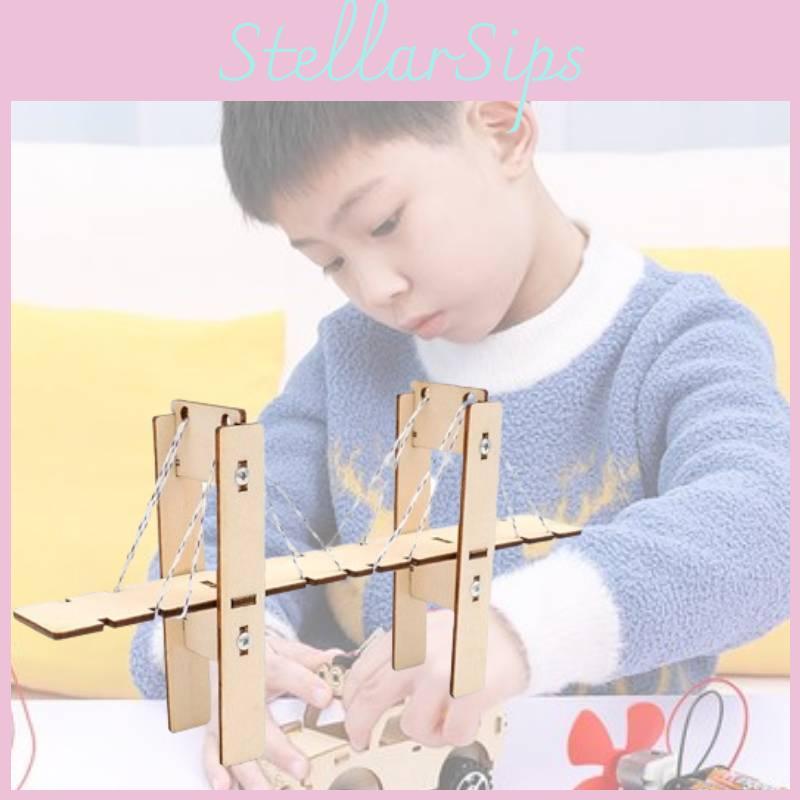 Kindergarten Students Wooden Assembled Cable-stayed Bridge Handmade Kit Cognitive Educational Toy Wholesale