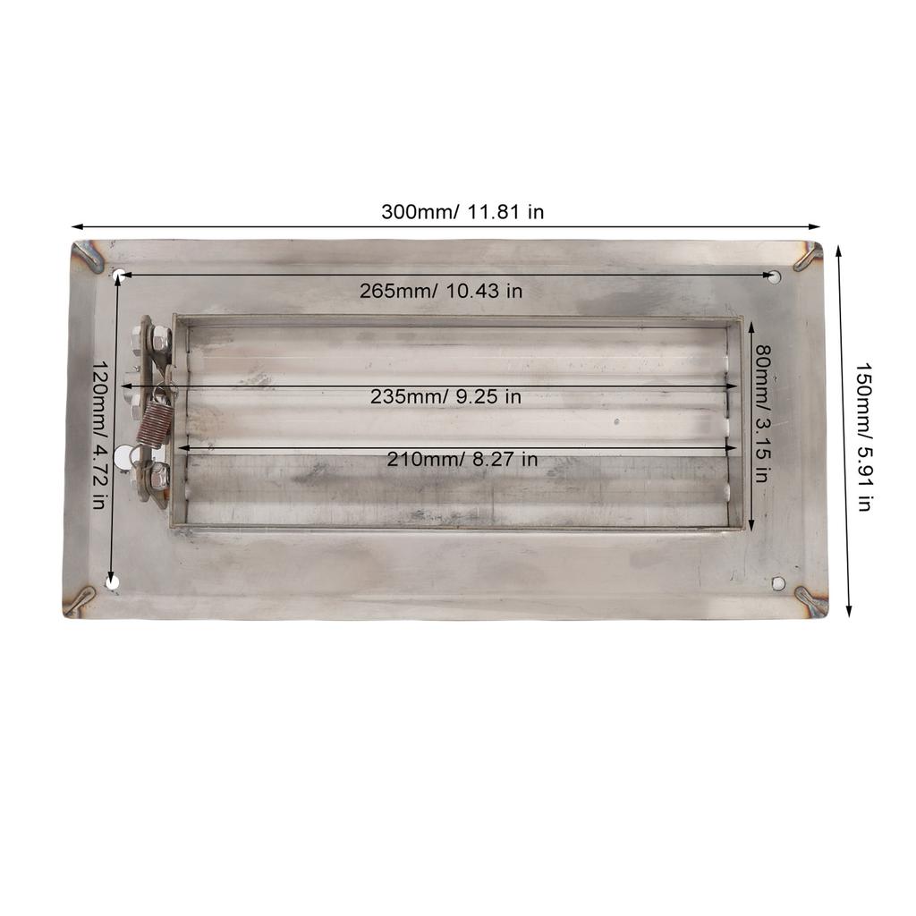 Stainless Steel Louvered Vent 11.81x5.91in Adjustable Rectangular Air Grill Cover Ventilation