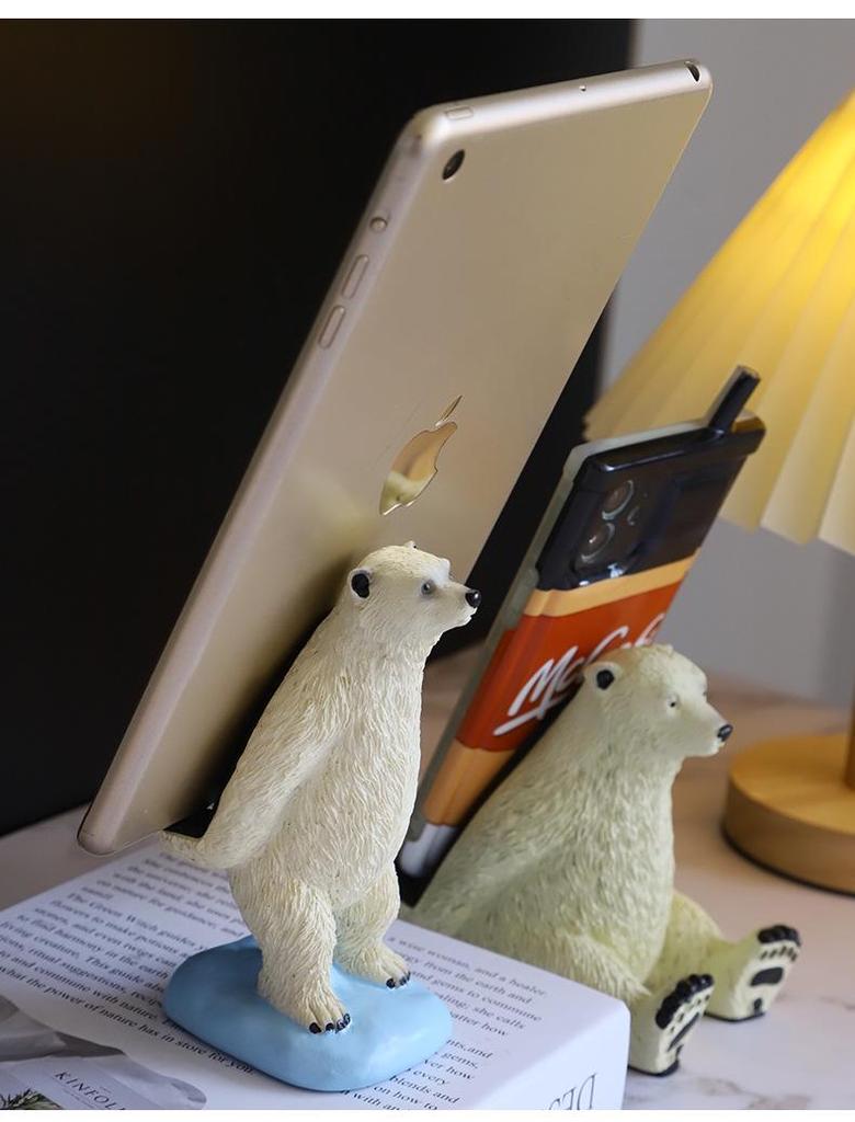 Creative Resin Polar Bear Phone and Tablet Stand Holder Craft