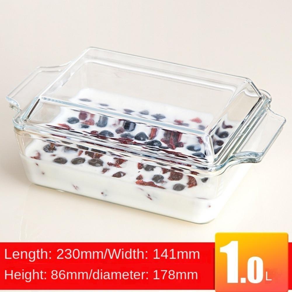 

Прямокутна скляна кришталева миска Термостійкий ланч-бокс Мікрохвильова піч та холодильник style2-1L