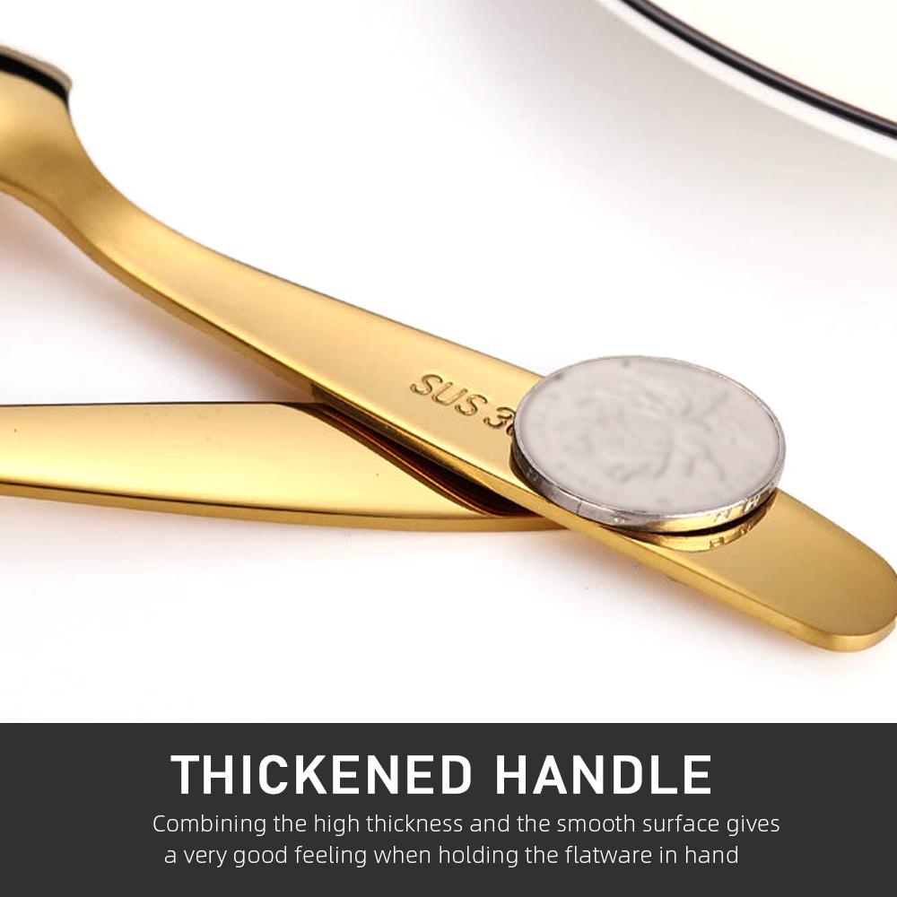 16pcs Cutlery Set Gold Kids Tableware Stainless Steel Mirror Dinnerware Dinner Tea Spoon Fork Knife Silverware Flatware Set