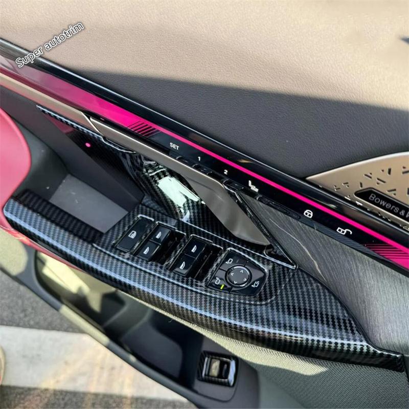 Carbon Fiber Car Front Door Window Lift Button Switch Panel Cover Trim Decor ABS Accessories For BMW 5 Series G60 2024 2025 2026