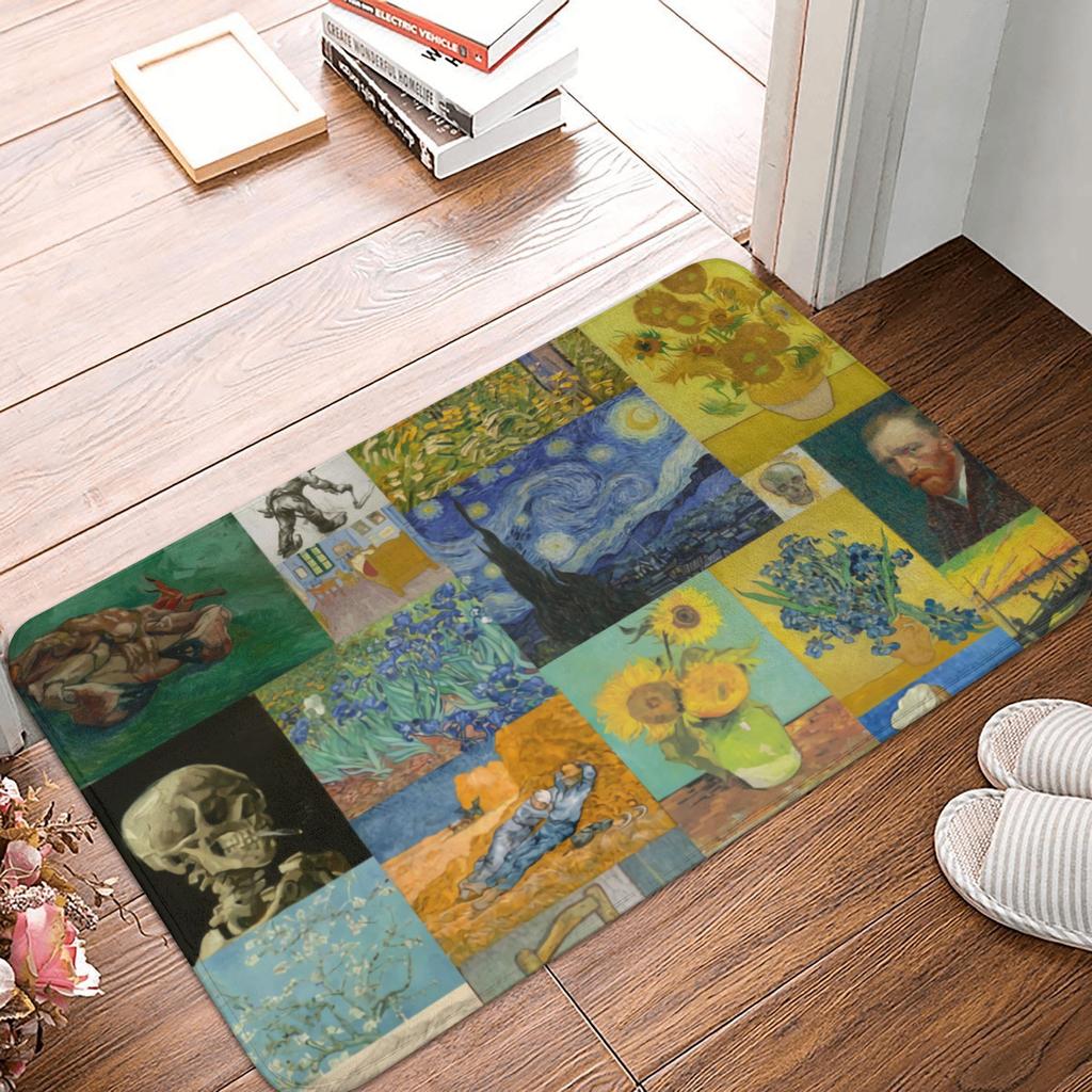 Van Gogh Starry Night Doormat Anti-Slip Entrance Bathroom Kitchen Door Floor Mat Over The Rhone Garage Carpet Rug