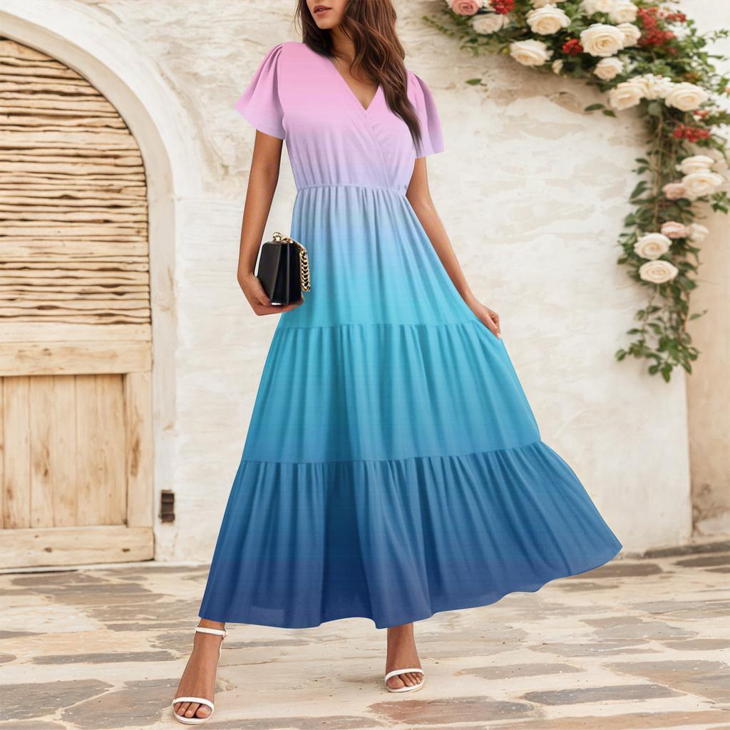 Women's Flowy Dresses Women's Summer Dresses Casual Short Sleeve Maxi Dresses Formal Maxi Dresses