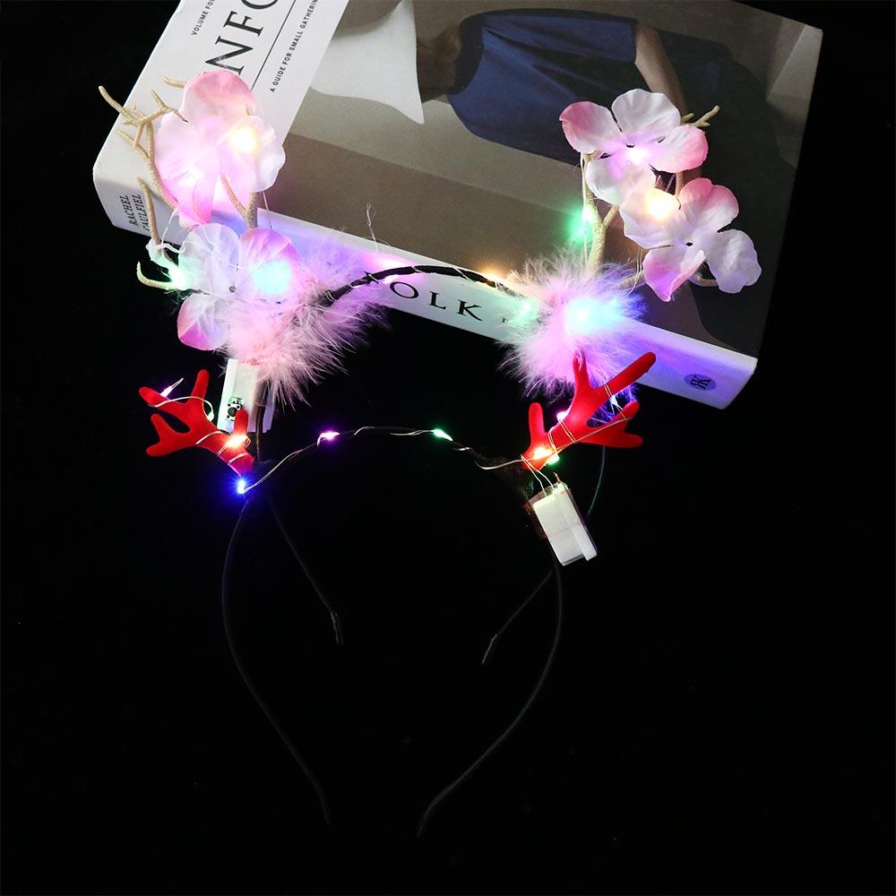 Plastic LED Glow Headband Colorful Luminous Deer Horn Hair Band  Glowing Christmas Party