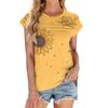 Damenmode Lässig Kurzarm Basic Textur Floral Rundhals T-Shirt Kappenärmel Top