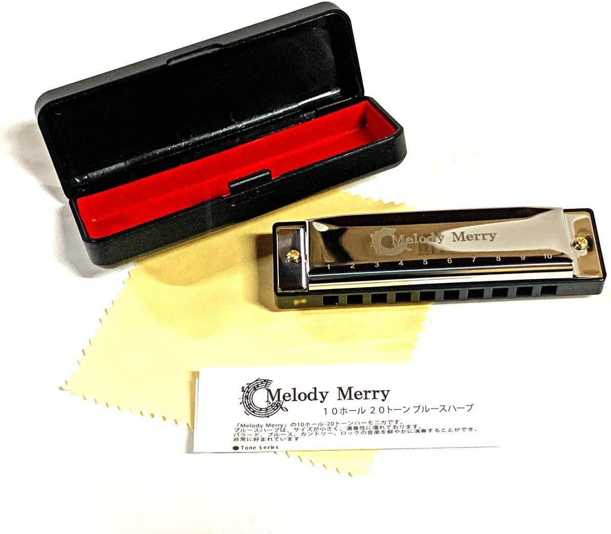 Melody Merry 20 Blues Harp 10-Hole Harmonica, Notes, MH-100 (E Key)