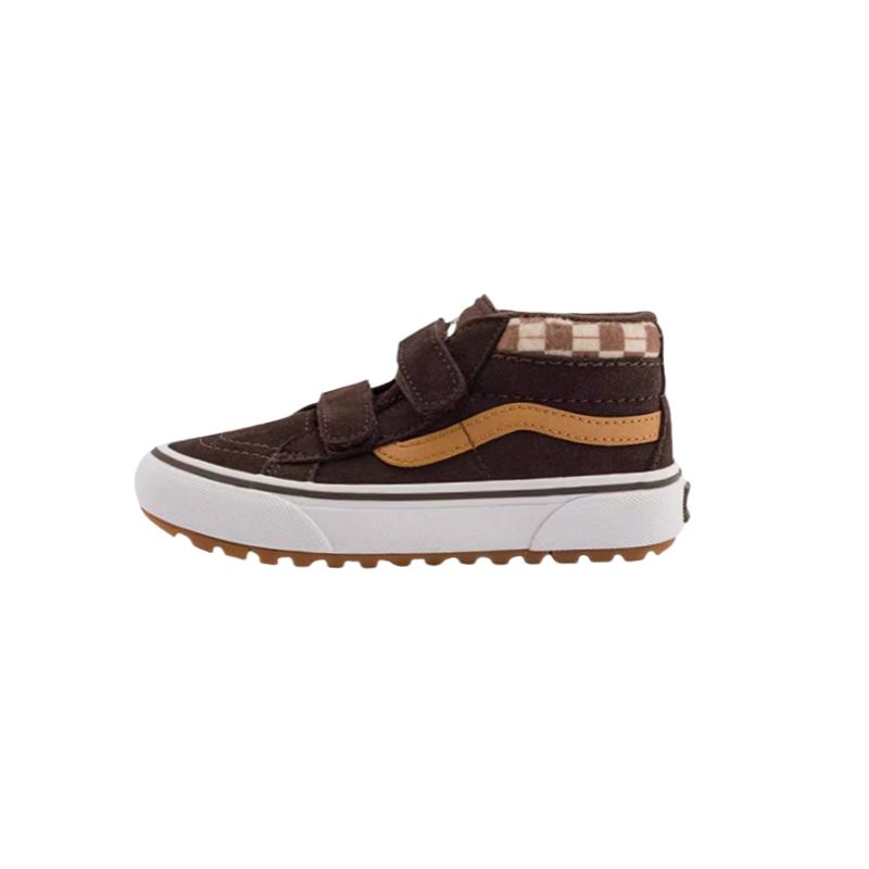 Vans Mte Sk8-Mid Reissue Versatile Comfortable Durable High-Top Kids Skate Shoes Kids Sneakers Brown VN000D10BF2