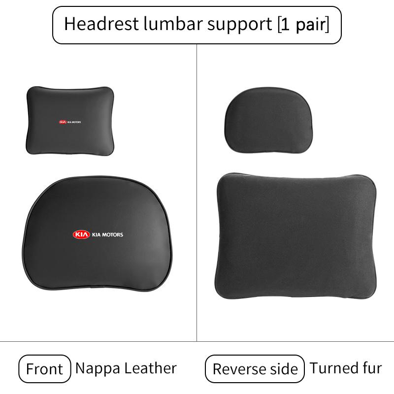 For KIA Car Leather Headrest Neck Support Seat Waist Cushion Pillow Auto Accessories Sorento Stinger Soul Spectra Niro Cadenza Nvhs30
