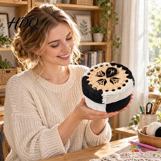 Storage Basket Craft DIY Crochet Kit Handmade Woven Making Set with Kit Yarn & Hook Knitting Desk Organizer for Beginner