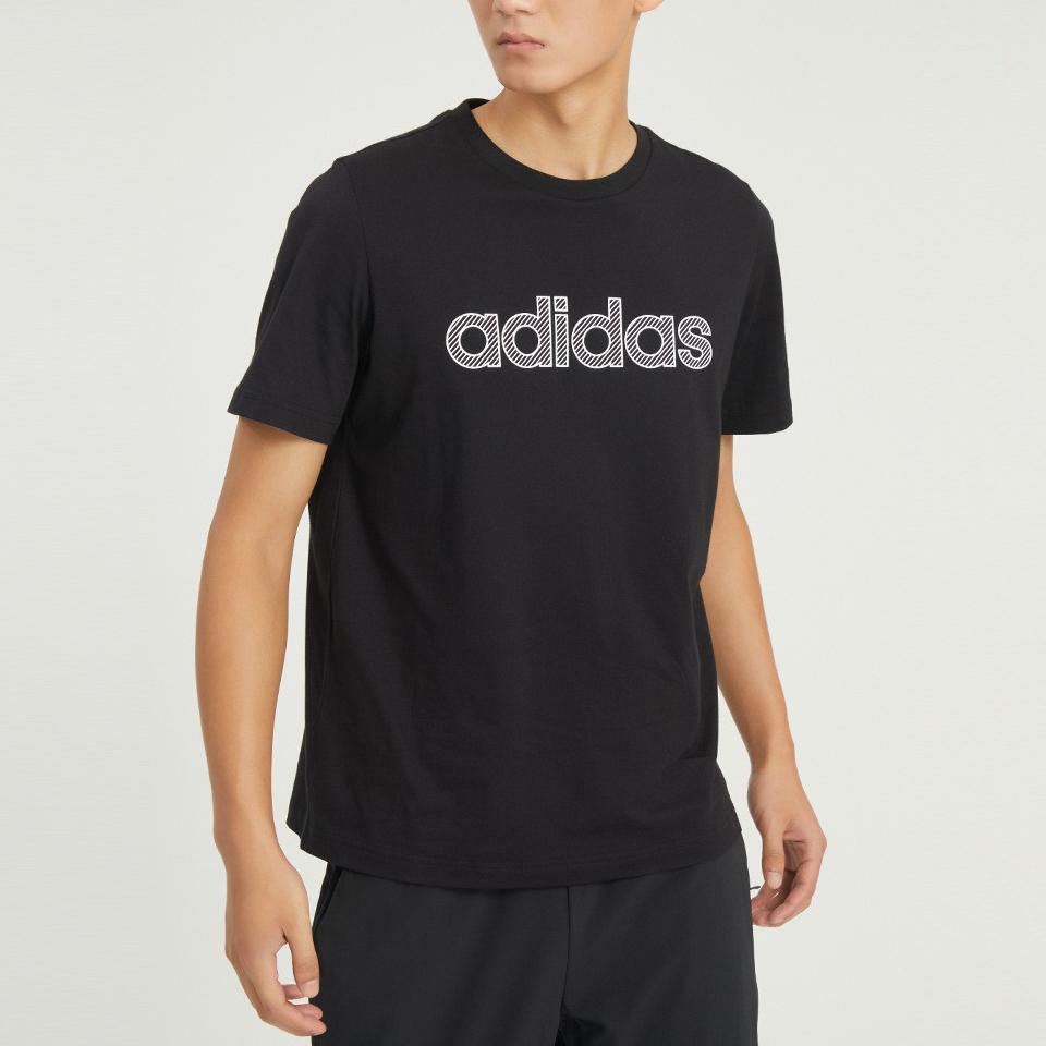 Adidas Neo Casual Breathable Letter Logo T-Shirt Men Tops Black HD7066