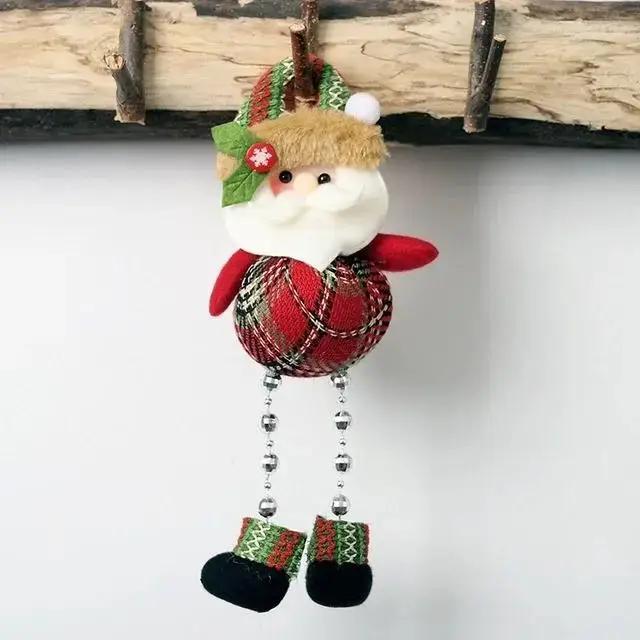 1 Pcs Holiday Pendants Gifts Christmas Decorations Window Decorations Room Decorations Small Figurines Plaid Cloth Beads Legs