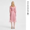 ELLASSAY Summer Pleated Wing-Sleeve Lapel A-line Suit Dress