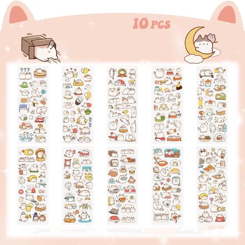 10 Sheets/set Kawaii Scrapbooking Bicycle Decals Gift Frog Students Cartoon Stationery PET Diary Stickers Notebook Cute Girls
